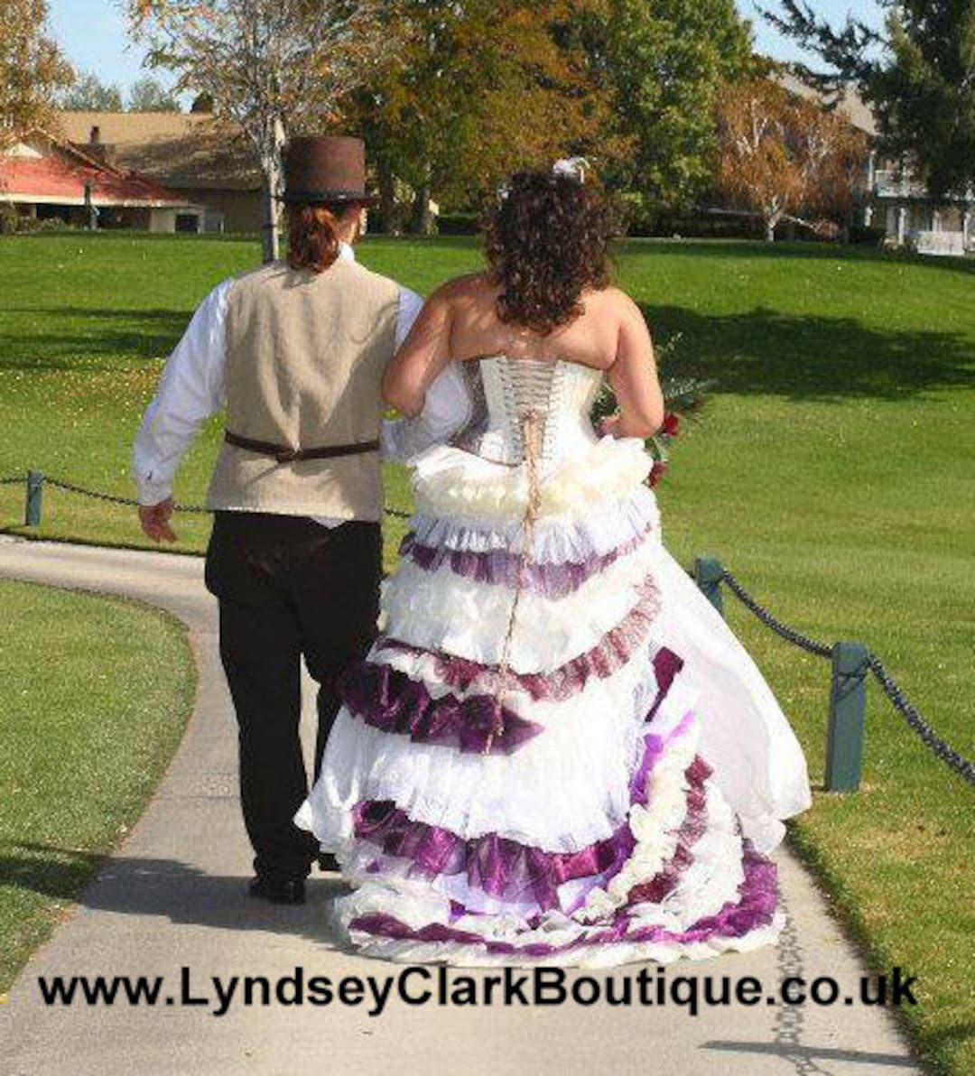 Steampunk Wedding Dress- Alternative Purple Wedding Dres- MADE TO ORDER ...