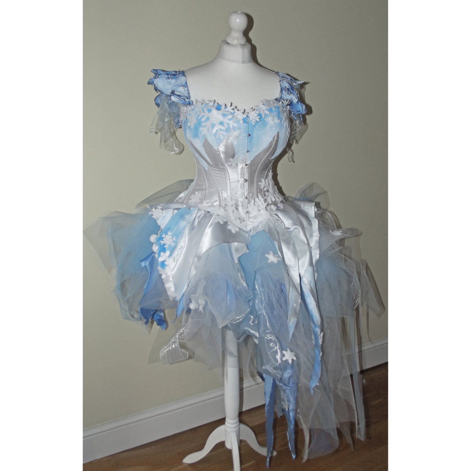 White And Blue Snowflake Frozen Frost Wedding Dress Prom Etsy