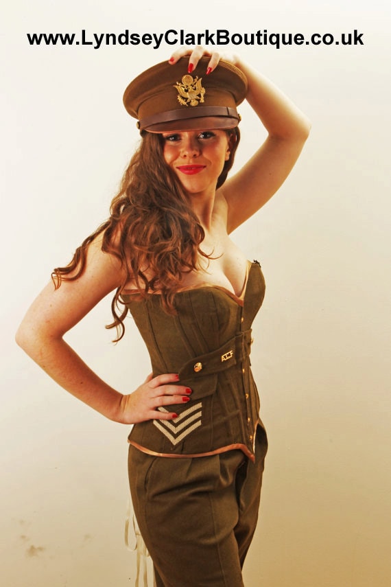 Military Corset Steampunk Corset Army Soldier Costume Cosplay. Recycled  British Uniform. MADE TO ORDER. 