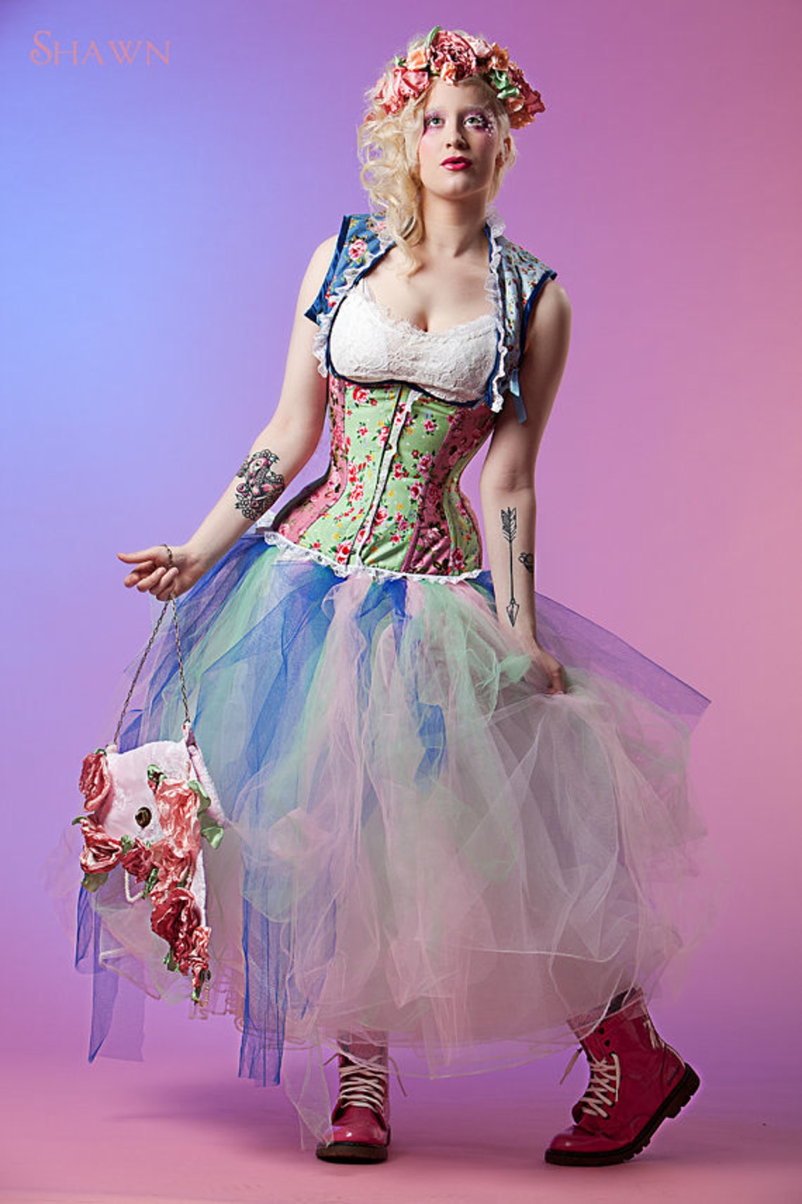 Floral Corset Underbust Under Bust Corset Flower Corset Made to Measure Etsy