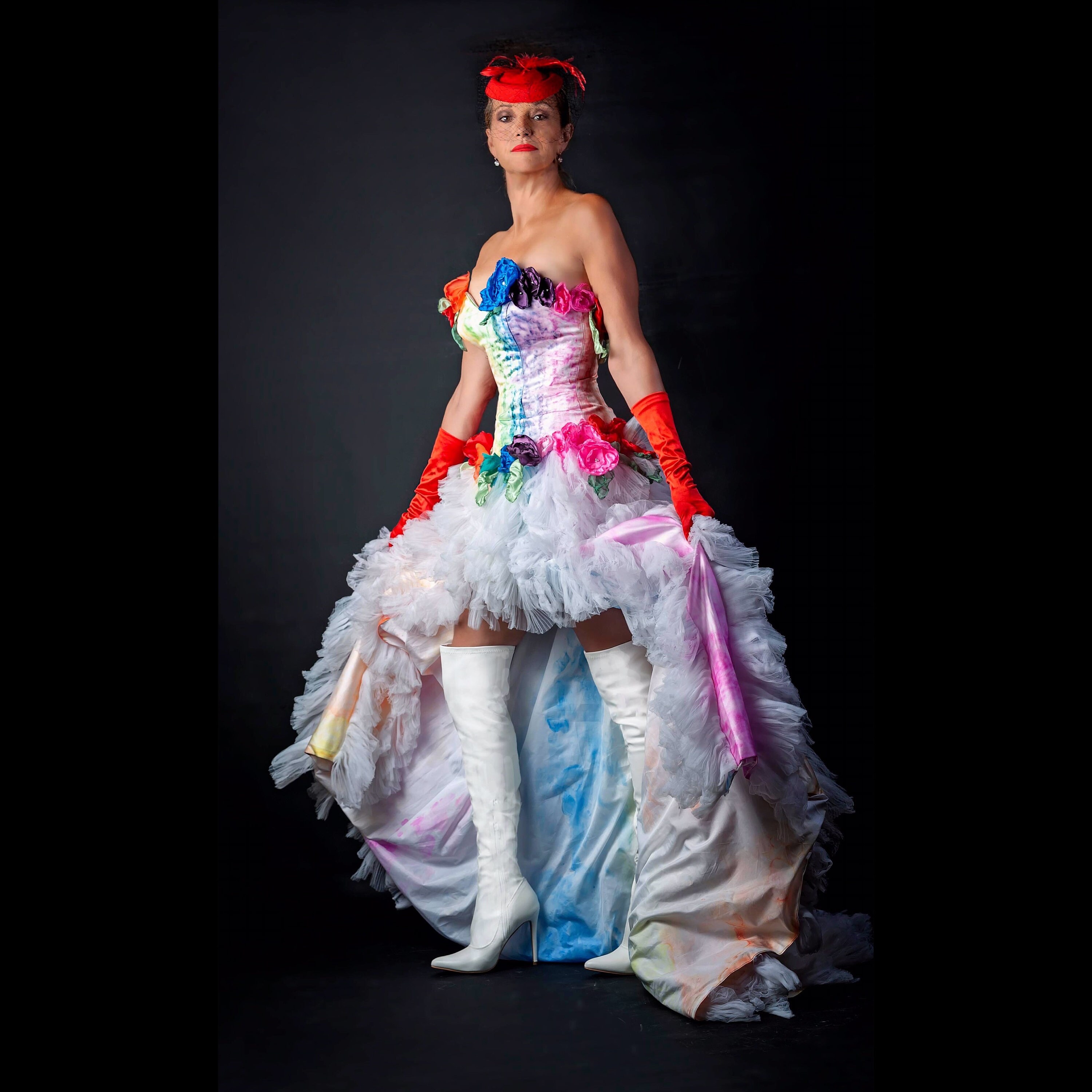 rainbow wedding gown