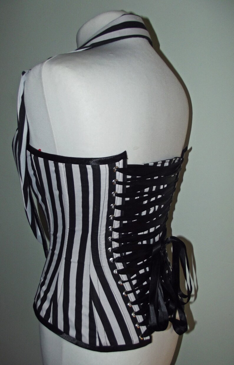 Stripe Black and White Corset Beetlejuice Costume Cosplay. Custom Made
