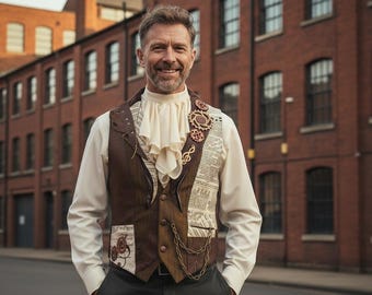 Steampunk mens waistcoat- gothic mens waistcoat- steampunk groom- made to order