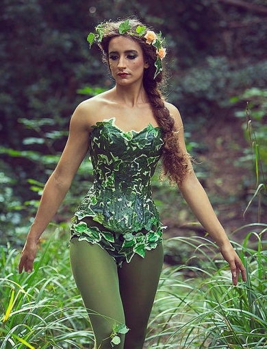 Poison Ivy costume corset/ bodice *SOFT BONING*- Mother nature- cosplay-  fancy dress Halloween. UK size 8-10