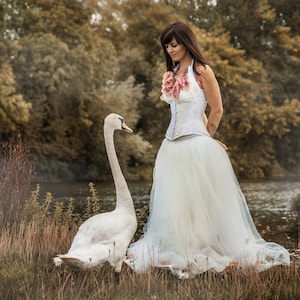 Sale Ex display romantic wedding Bodice UK 8- whimsical lace wedding- with flower detail.