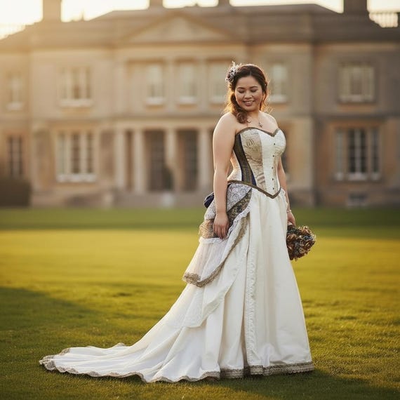 Steampunk Wedding Dress- Prom Dress- Alternative Wedding Dress- Corset, Bustle & Train Made to Order