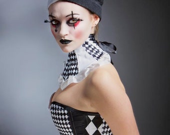 Harlequin accessory- neck corset- brace- jester- joker- Gothic accessory.