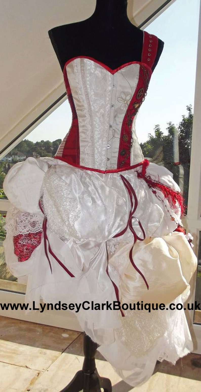 Steampunk wedding dress altenative wedding dress red wedding dress steampunk prom dress MADE TO ORDER image 3