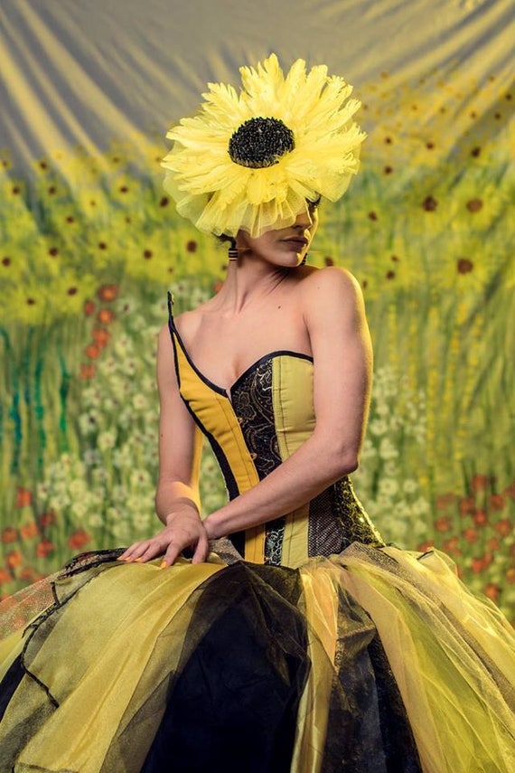 formal dress alternative Alternative Wedding Dress- Alternative Prom Dress- Bumblebee Dress-  Costume- Made to Measure