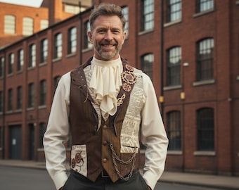 Steampunk cravat- steampunk groom- steampunk wedding- Victorian cravat- steampunk neck ruff- mens frilly collar