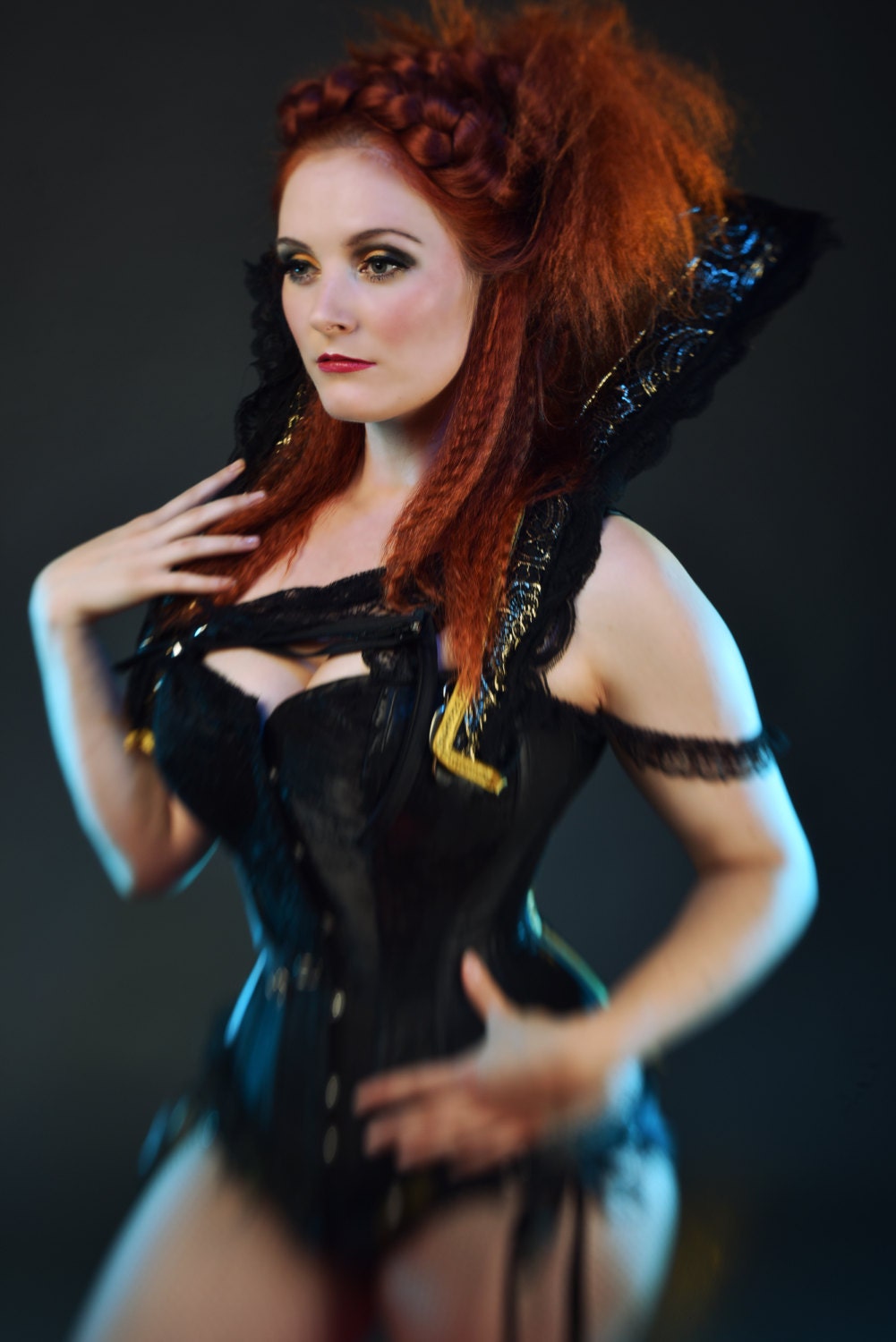 Gothic Corset Black Corset Steampunk Corset Costume/ Cosplay With