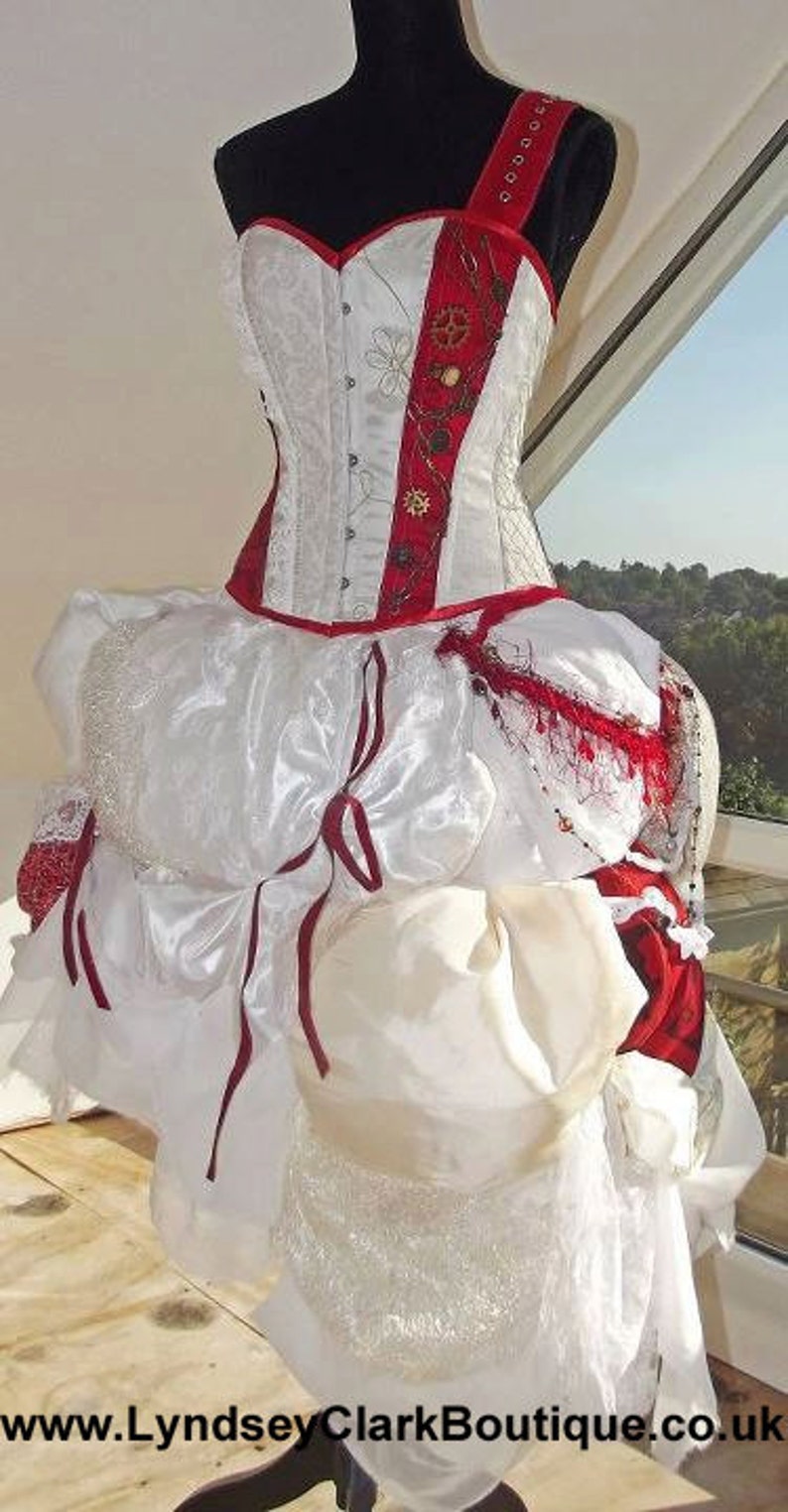 Steampunk wedding dress altenative wedding dress red wedding dress steampunk prom dress MADE TO ORDER image 1