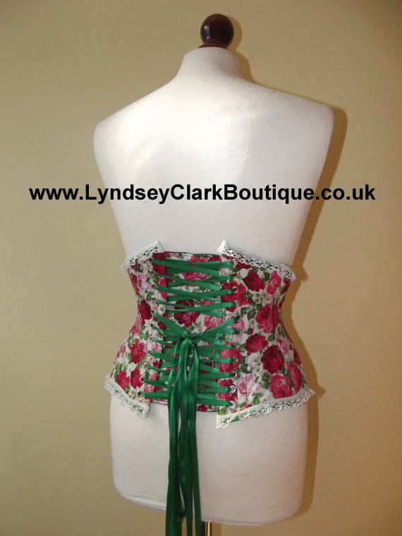 Telles Fuchsia Floral Net Overlay Underbust Corset