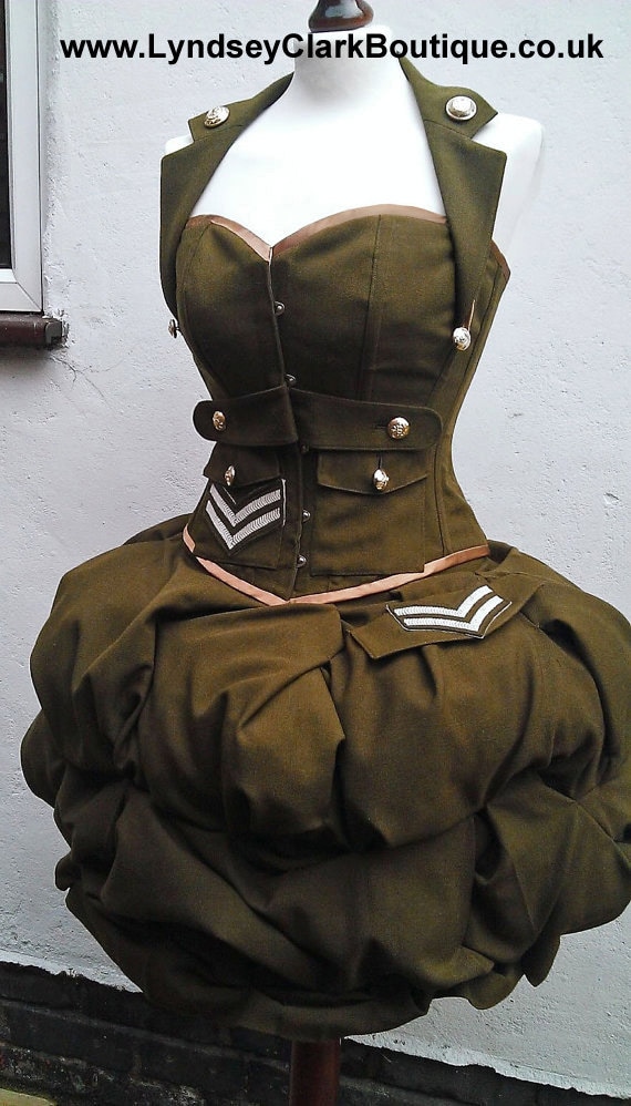 army corset dress CURVE PEACE CORSET ARMY Trash and Vaudeville