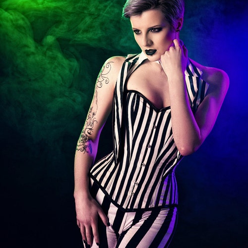 Stripe Black and White Corset Beetlejuice Costume Cosplay. - Etsy Ireland