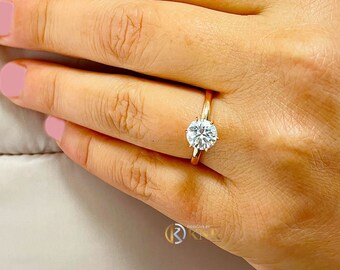 Round Cut Moissanite Engagement Ring Solitaire Bridal Ring Wedding Ring 1.20 Carat Set In 14k Solid Rose Gold Anniversary Ring Prong Set