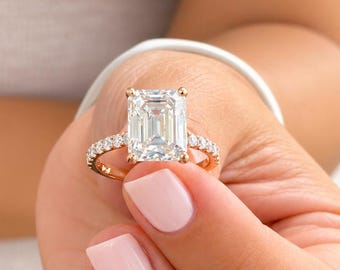 Emerald Shape And Round Cut IGI Certified Diamond Engagement Ring Bridal Set In 14k Solid Yellow Gold Wedding Ring 4.25ctw