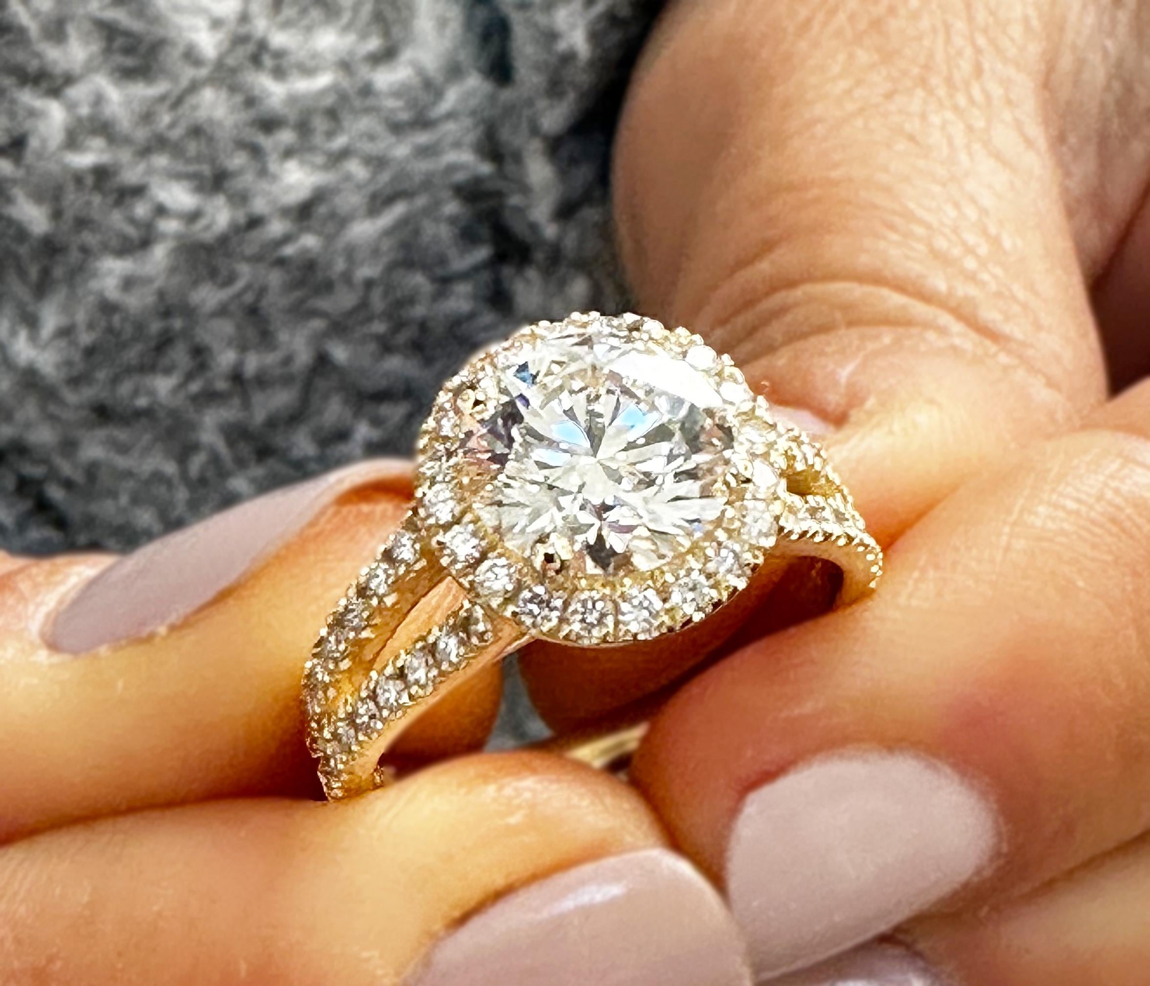 Anillos Compromiso Anillo Cuadrado De Oro De 14 Quilates, Calibre 22 Con Circonita Cúbica Anillo Compromiso