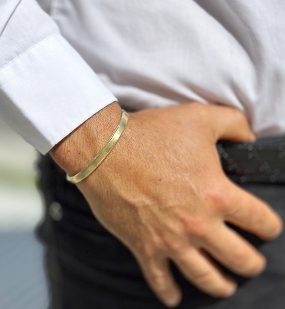 Wrist 14k Gold Cuff Bracelet Mens 14K Or 18K Solid And Very - Main Image
