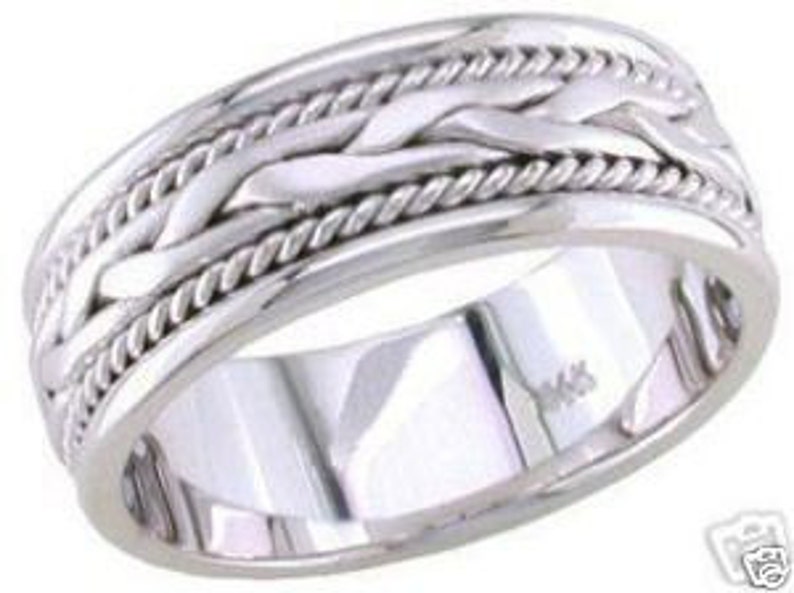 14k white gold mens 7mm braided wedding band stunning Etsy