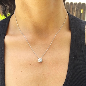 Round Cut Natural Diamond Bezel Set Solitaire Necklace And Chain Bridal Wedding Gift Pendent Neckalce Set In 14k Solid White Gold 0.30ct