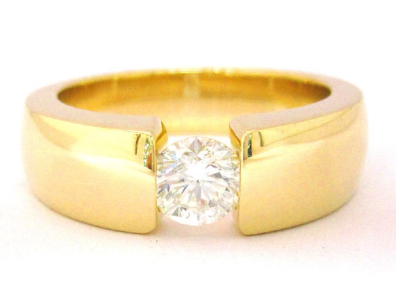Round cut diamond engagement ring tension set 1.00ctw | Etsy