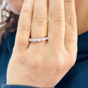 Marquise Cut CVD Lab Diamonds Eternity Band 0.25ct Each Horizonal Style Bridal Band In 14K Solid White Gold Wedding Anniversary Band 3.00ctw