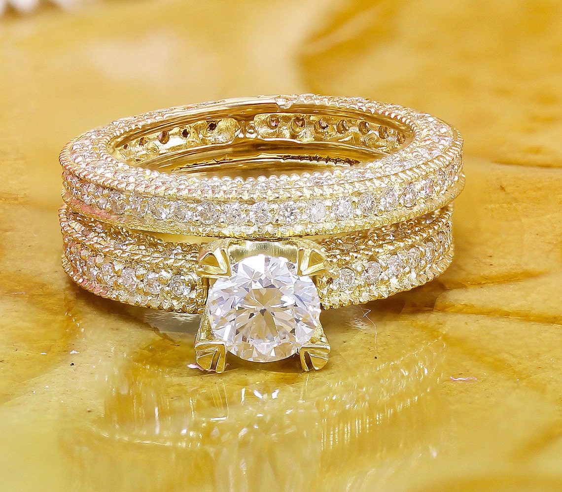 GIA I-VS2 18k Yellow Gold Round Cut Diamond Engagement Ring | Etsy