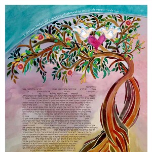 CUSTOM KETUBAH - Personalized Ketubahs - Jewish wedding Marriage contract - Jewish Bride - Jewish Judaica Art Print - Embracing Heart Trees