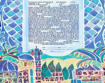 KETUBAH ketubahs - CUSTOM KETUBAH - Ketubahs - Jewish Wedding Contract - Marriage Contract - Modern Ketubah - Jerusalem Mosaic Ketubah