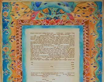 KETUBAH ketubahs - Custom Ketubah - Modern Ketubah - Jewish Marriage contract - Jewish wedding gift - Water Fire Air Earth ketubah