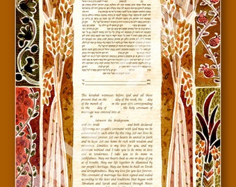 KETUBAH ketubahs - CUSTOM KETUBAH - Jewish marriage contract - Jewish wedding gift - Modern ketubah - Hebrew English - 7 species ketubah