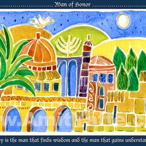 Personalized Man of Honor - Custom Man of Valor - Jewish Judaica Art Print - Wall art - Gift for Jewish man - Jewish Holidays gift