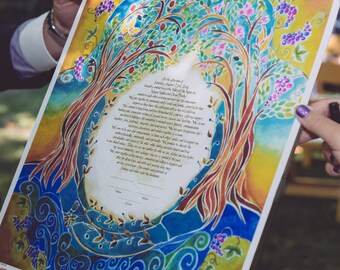 Custom Ketubah - Modern Ketubot - Ketubahs - Personalized Ketubah - Jewish marriage - Judaica Art - Jewish Wedding contract - Blessings #2