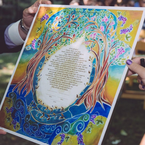 Custom Ketubah - Modern Ketubot - Ketubahs - Personalized Ketubah - Jewish marriage - Judaica Art - Jewish Wedding contract - Blessings #2