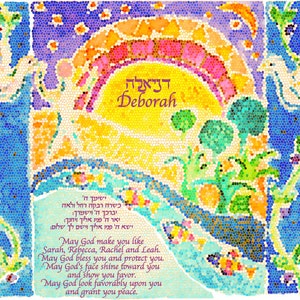 Jewish baby girl gift - Personalized Jewish Daughters Blessing - Hebrew English names - Jewish wall Art Print - Baby Girl Wall Art