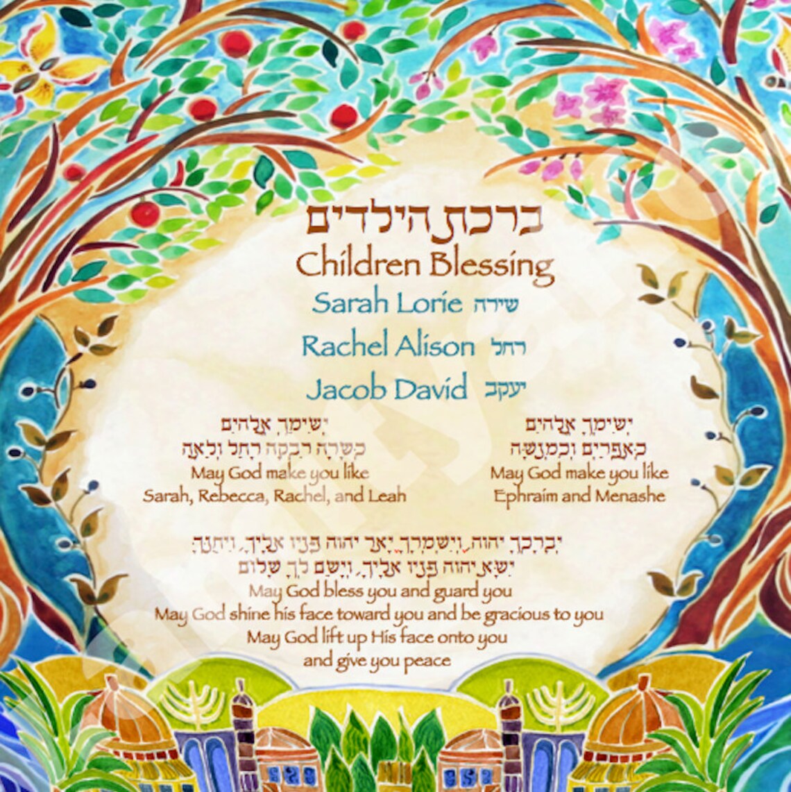 Jewish baby gift Jewish Children Blessing Hebrew English Etsy