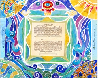 KETUBAH ketubahs - Custom Modern Ketubah - Jewish Marriage contract - Jewish wedding contract - Wedding gift - Four Seasons Trees ketubah