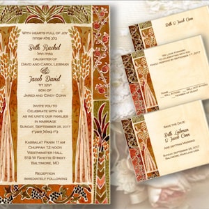 Printable Wedding Invitations - Wedding invites - Jewish wedding - Print your own - digital files - Hebrew English - 7 Species - warm colors