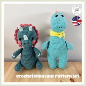 Dinosaur Crochet Patterns: Triceratops & Long-Neck Dino Amigurumi (PDF Pattern)