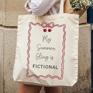Coquette Cherry Bookish PNG | Romantic Book Graphic | Summer Fling PNG | Cute Girly Tote Bag Graphic | Book Girl Summer | Preppy Girly PNG