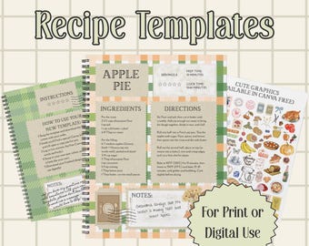 Recipe Template, Vintage Cookbook Template, Canva Cookbook Template, Editable Recipe Page, Printable Recipe Pages, Recipe Book Pages