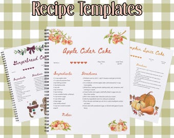 Recipe Template, Canva Cookbook Template, Editable Recipe Page, Printable Recipe Template, Recipe Book Pages, Digital Cookbook Pages