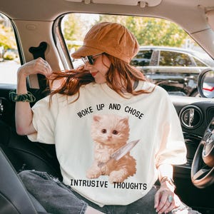 Unhinged Cat Shirt PNG: Funny Weirdcore Design (Digital Download) image 4