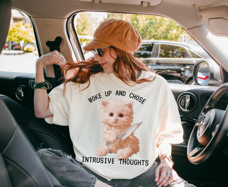 Unhinged Cat Shirt PNG: Funny Weirdcore Design (Digital Download) image 4