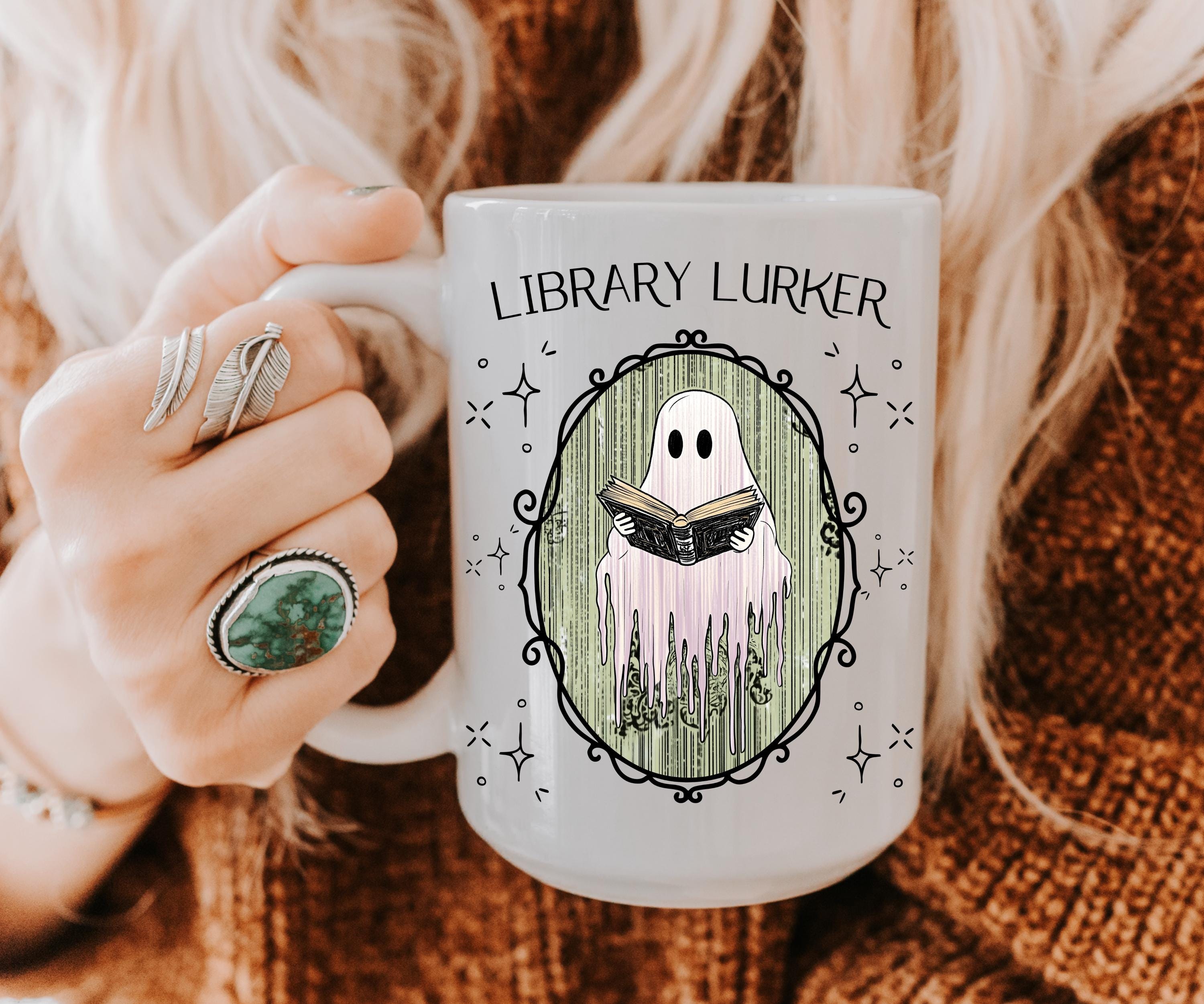 Ghost Reading Book PNG | Cute Library Ghost Graphic | Spooky Bookish ...