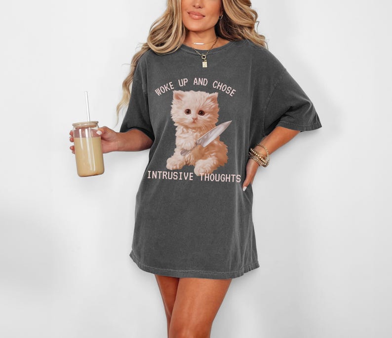 Unhinged Cat Shirt PNG: Funny Weirdcore Design (Digital Download) image 6