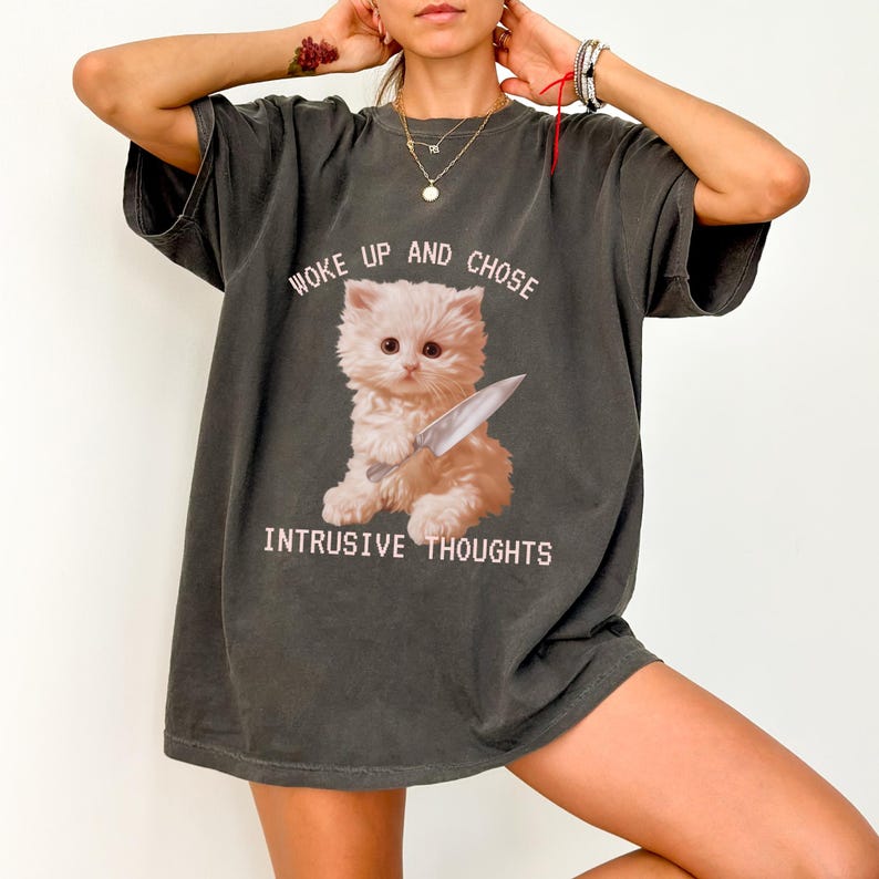 Unhinged Cat Shirt PNG: Funny Weirdcore Design (Digital Download) image 5
