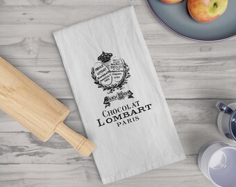 French Chocolate image, Tea Towel, flour sack, 100% Cotton towel