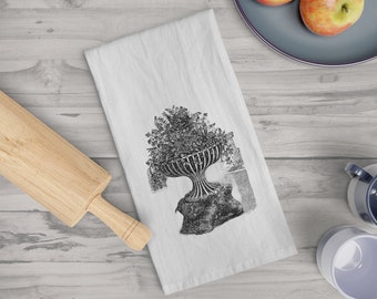 French Urn Tea Towel, flour sack, 100% Cotton towel